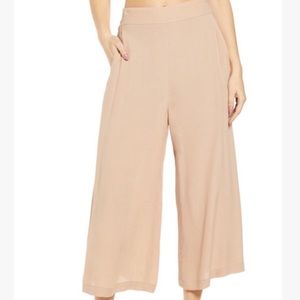 Leith Wide Leg Flowy Cropped Pants Camel Tan S
